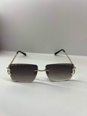 Cartier Gray Gradient Rimless Gold Frame Sunglasses Excellent Condition
